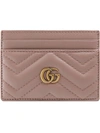 Gucci Leather Gg Marmont Card Holder In Pink
