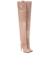 BALMAIN SUEDE OVER-THE-KNEE BOOTS,P00360049