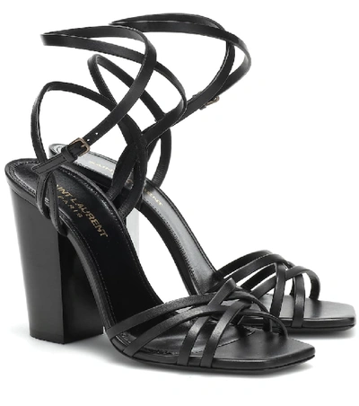 Saint Laurent Oak 100 Leather Sandals In 1000 Black