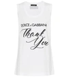 DOLCE & GABBANA THANK YOU COTTON TANK TOP,P00353471