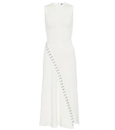 Alexander Mcqueen Sleeveless Slash Ribbed Asymmetric Maxi Dress In White