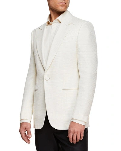 Ermenegildo Zegna Men's Peak-lapel Wool Dinner Jacket In White