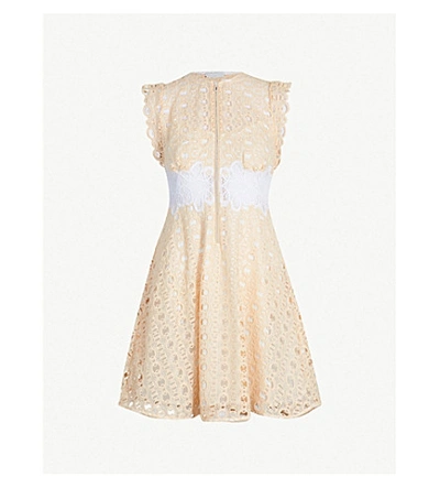 Sandro Kamel Sleeveless Embroidered-lace Dress In Beige