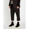 RICK OWENS DROPPED-CROTCH CROPPED WOOL-BLEND TROUSERS