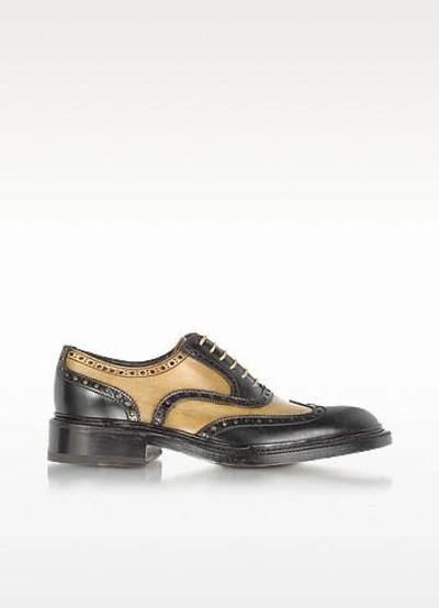 Gucci Shoes Italian Handcrafted Two-tone Wingtip Oxford Shoes In Black