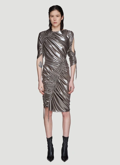 Atlein Mercury Ruched Dress In Silver