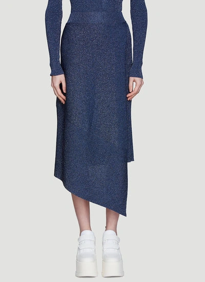 Stella Mccartney Asymmetric Lurex Knit Skirt In Blue