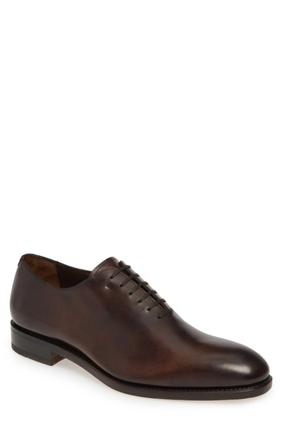 Salvatore Ferragamo Men's Angiolo Tramezza Whole-cut Leather Lace-up Shoes In Brown