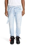 OFF-WHITE Belted Slim Fit Jeans,OMYA005S19386025