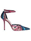 Jimmy Choo Travis 100 Raspberry Mix Glitter Fabric Strappy Pump With A Pointed Toe