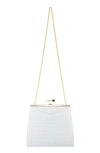 THE VOLON SMALL CHATEAU CROC EMBOSSED LEATHER SHOULDER BAG - WHITE,A19531100