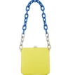 THE VOLON CUBE CHAIN HANDLE LEATHER BAG - YELLOW,A19509401