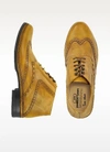 GUCCI SHOES YELLOW  HANDMADE ITALIAN LEATHER WINGTIP ANKLE BOOTS