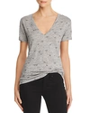 Rails Cara Butterfly-print V-neck Tee In Heather Gray/ Butterfly Print