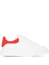Alexander Mcqueen White Low Top Sneakers With Contrasting Heel With Embossed Logo Lettering In Leather Man In White