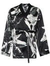 ANN DEMEULEMEESTER FLORAL PRINT BELTED SILK KIMONO JACKET