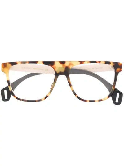 Gucci Eyewear Tortoiseshell Glasses - 大地色 In Neutrals