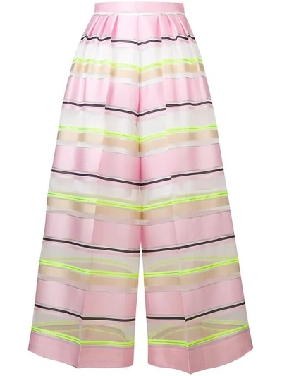 Delpozo Striped Flare Trousers In Pink