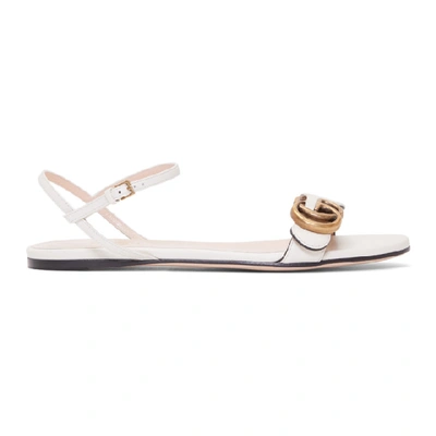 Gucci Marmont Logo-embellished Leather Sandals In Off White