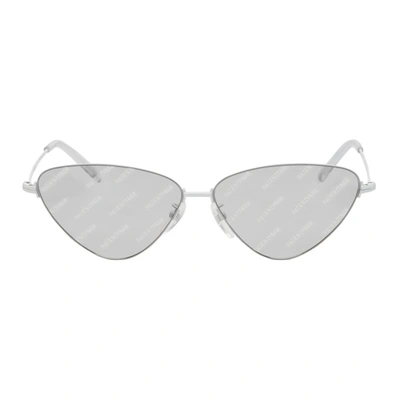 Balenciaga Triangular Shaped Sunglasses In Silver