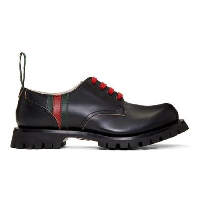 Gucci Leather Lace-up With Web In Black