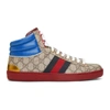 GUCCI GUCCI BEIGE GG ACE HIGH-TOP SNEAKERS