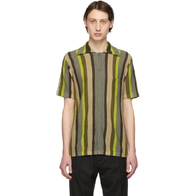 Cmmn Swdn Wes Striped Knitted Cotton Shirt In Multi Stripe