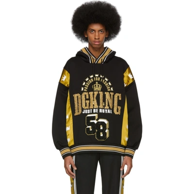 Dolce & Gabbana Dolce And Gabbana Black And Gold Dg King Hoodie In N0000 Black