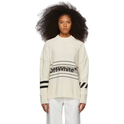 Off-white Logo Intarsia Distressed Cotton-blend Jumper - 白色 In White