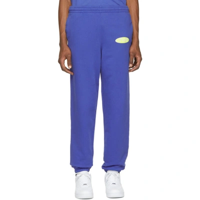 Off-white Slim Printed Cotton Jersey Sweatpants In Blue Yellow