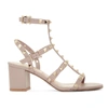 Valentino Rockstud Leather Cage Sandals In P45 Poudre