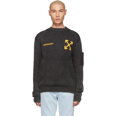 Off-white Bart Simpson Flame Print Ribbed Cashmere Cotton Blend Jumper - 黑色 In Multicoloured