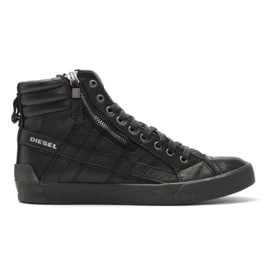 Diesel Black D-string Plus High-top Sneakers In T8017 Black