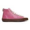 LINDER LINDER PINK CHAPAL 1832 EDITION LEATHER HIGH-TOP SNEAKERS