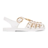 GUCCI GUCCI OFF-WHITE STUDDED JELLY GG CAGE SANDALS