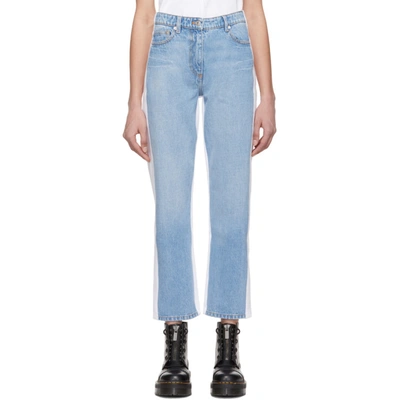 Kenzo Blue And White Slim Boyfriend Jeans In 64 - Sky Bl