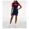 FILA FILA WOMEN'S ROSLYN DRESS IN BLUE / RED SIZE X-SMALL COTTON/SPANDEX,5588101