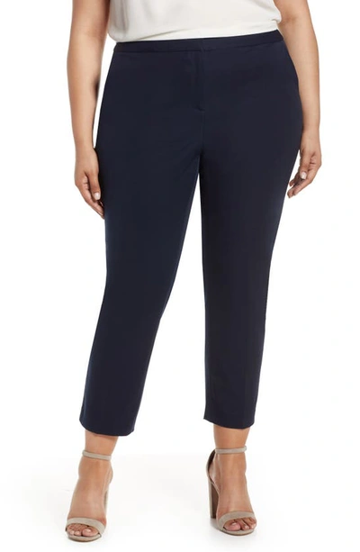 Vince Camuto Plus Womens Twill Cropped Straight Leg Pants In Classic Navy