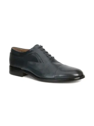 Bruno Magli Sassiolo Leather Cap Toe Oxfords In Blue