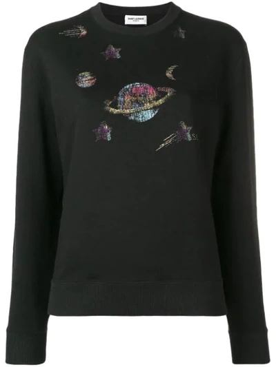 Saint Laurent Space Print Sweatshirt In Black/multicolor