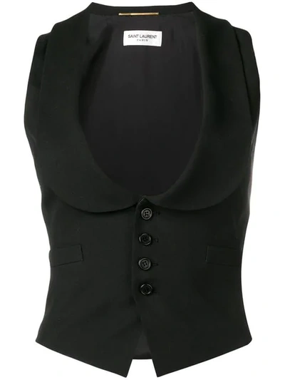 Saint Laurent Women's 568458y404w1000 Black Wool Vest