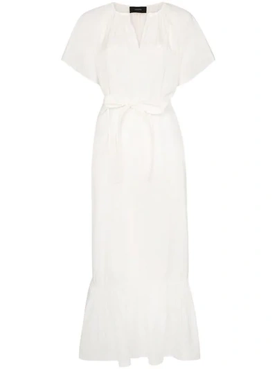 Joseph Eva Tie-waist Ruffled Silk Dress In White
