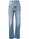 ARIES ARIES DOUBLE HIGH-WAISTED STRAIGHT JEANS - 蓝色