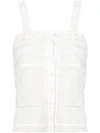 SAINT LAURENT BRODERIE ANGLAISE DETAIL TANK TOP