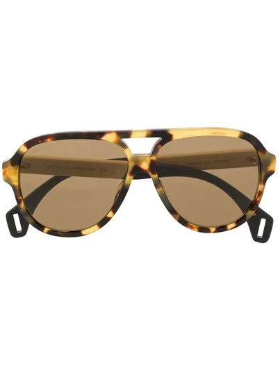 Gucci Aviator Shaped Sunglasses In Neutrals