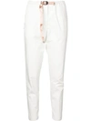 WHITE SAND WHITE SAND CROPPED STRAIGHT-LEG TROUSERS - 白色