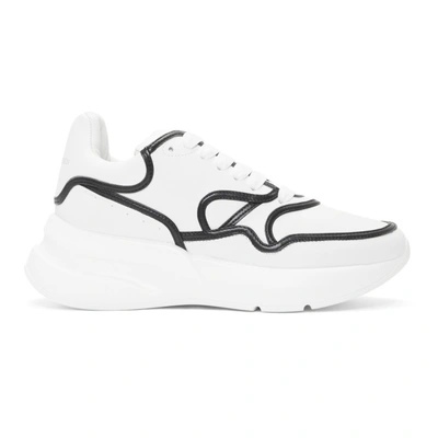 Alexander Mcqueen White And Black Runner Leather Sneakers