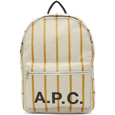 Apc A.p.c. Beige Construction Backpack In Ocre