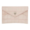 ALEXANDER MCQUEEN PINK CROC SKULL ENVELOPE CARD HOLDER