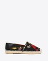 VALENTINO GARAVANI VALENTINO GARAVANI POPPY EMBROIDERY ROCKSTUD DOUBLE ESPADRILLES WOMEN BLACK 100% COTTON 40